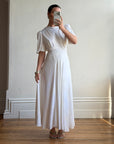 Vintage 40s Minimal Puff Sleeve Bias Wedding Dress