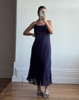 Vintage 90s Embellished Slip Midi Dress Indigo