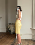 Vintage 90s Escada Butter Ostrich Leather Pencil Skirt