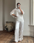 Vintage Y2K Sheer Chiffon Sheer Tiered Blouse