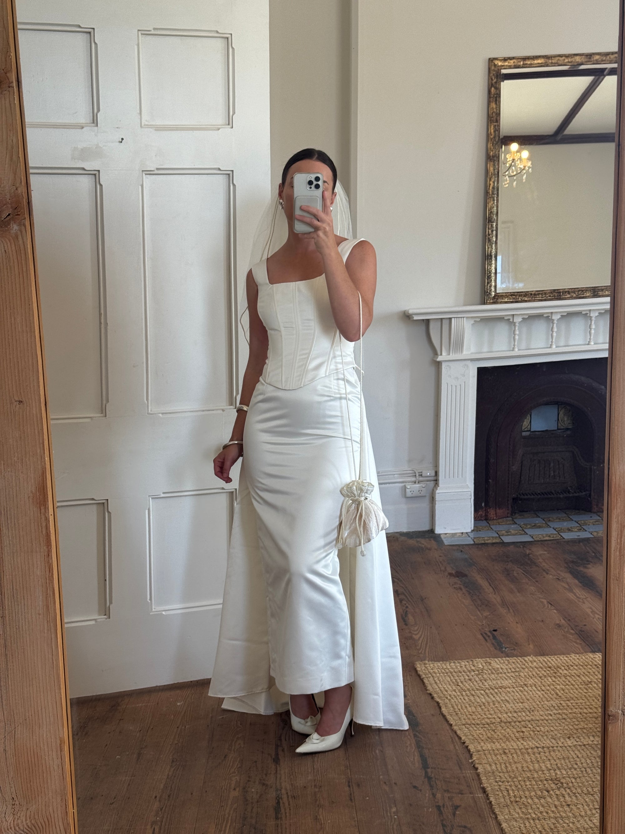 90s corset dress Vintage 90s Satin Corset Pencil Wedding Dress With Optional Train – Call Me  The Breeze
