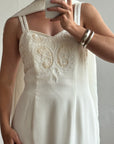 Vintage 90s Crepe Beaded Column Bridal Slip