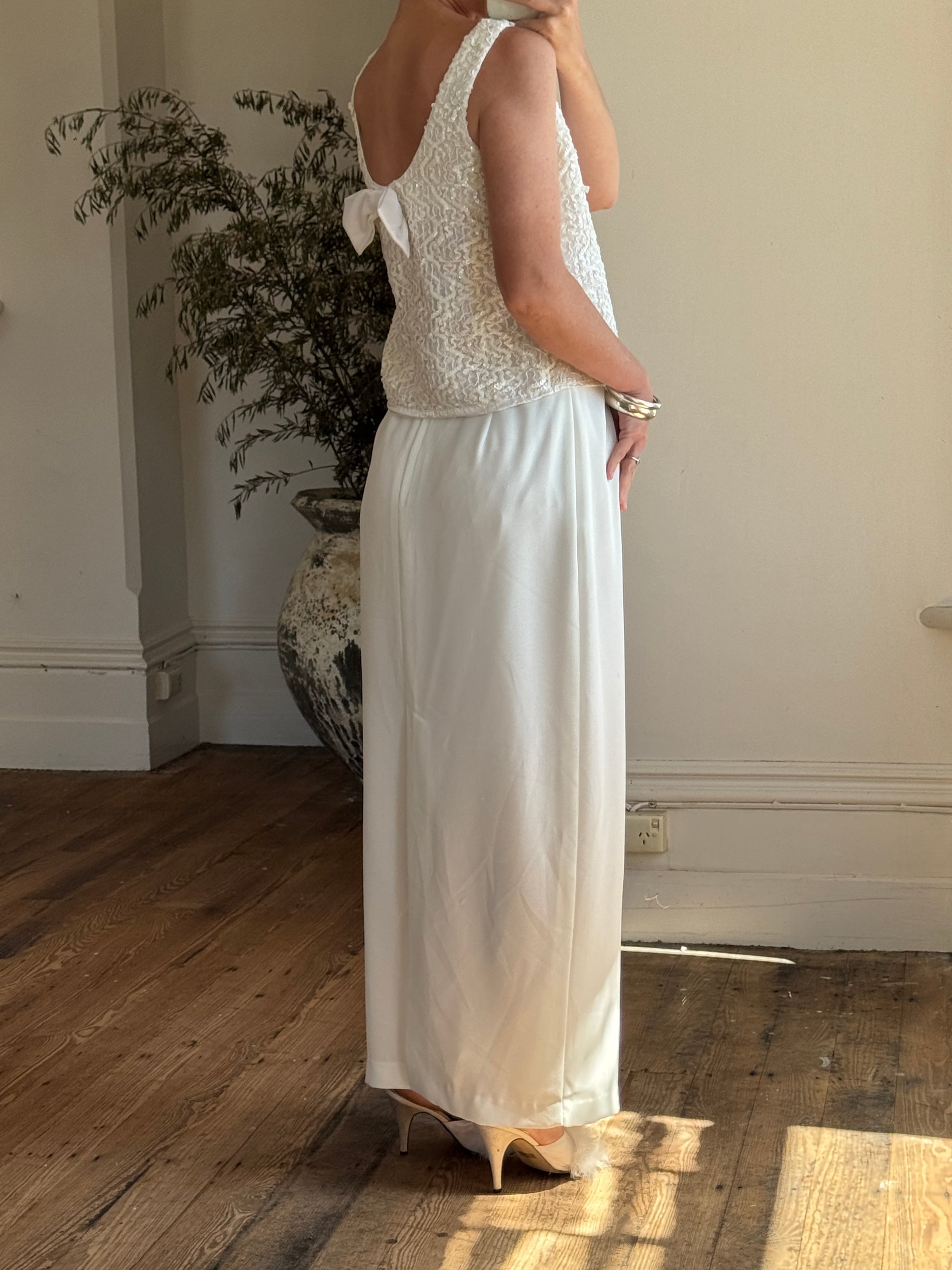 Vintage 60s Sequin Bow Bridal Tank