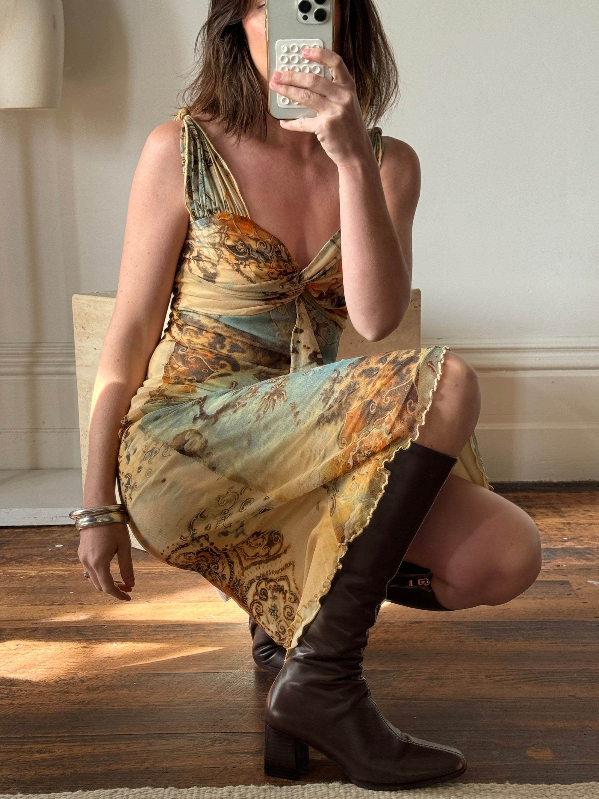Vintage Y2K Golden Bodycon Dress