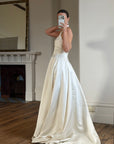 Vintage 90s Ivory Beaded Halter Bridal Ballgown