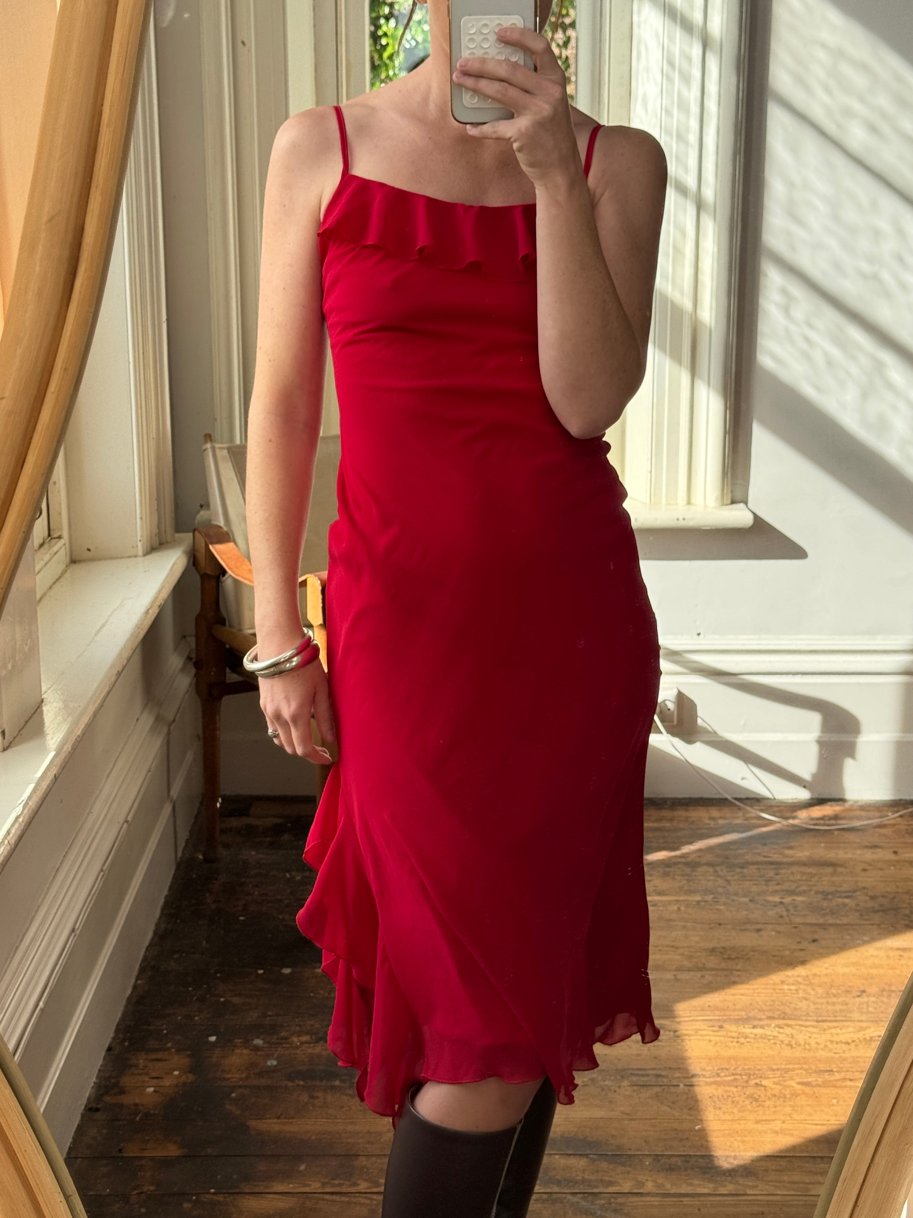 Vintage 90s Scarlett Red Slip Dress