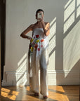 Vintage Embroidered Large Spanish Flamenco Scarf White