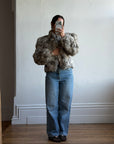 Vintage 60s Chunky Rabbit Fur Jacket Arctic