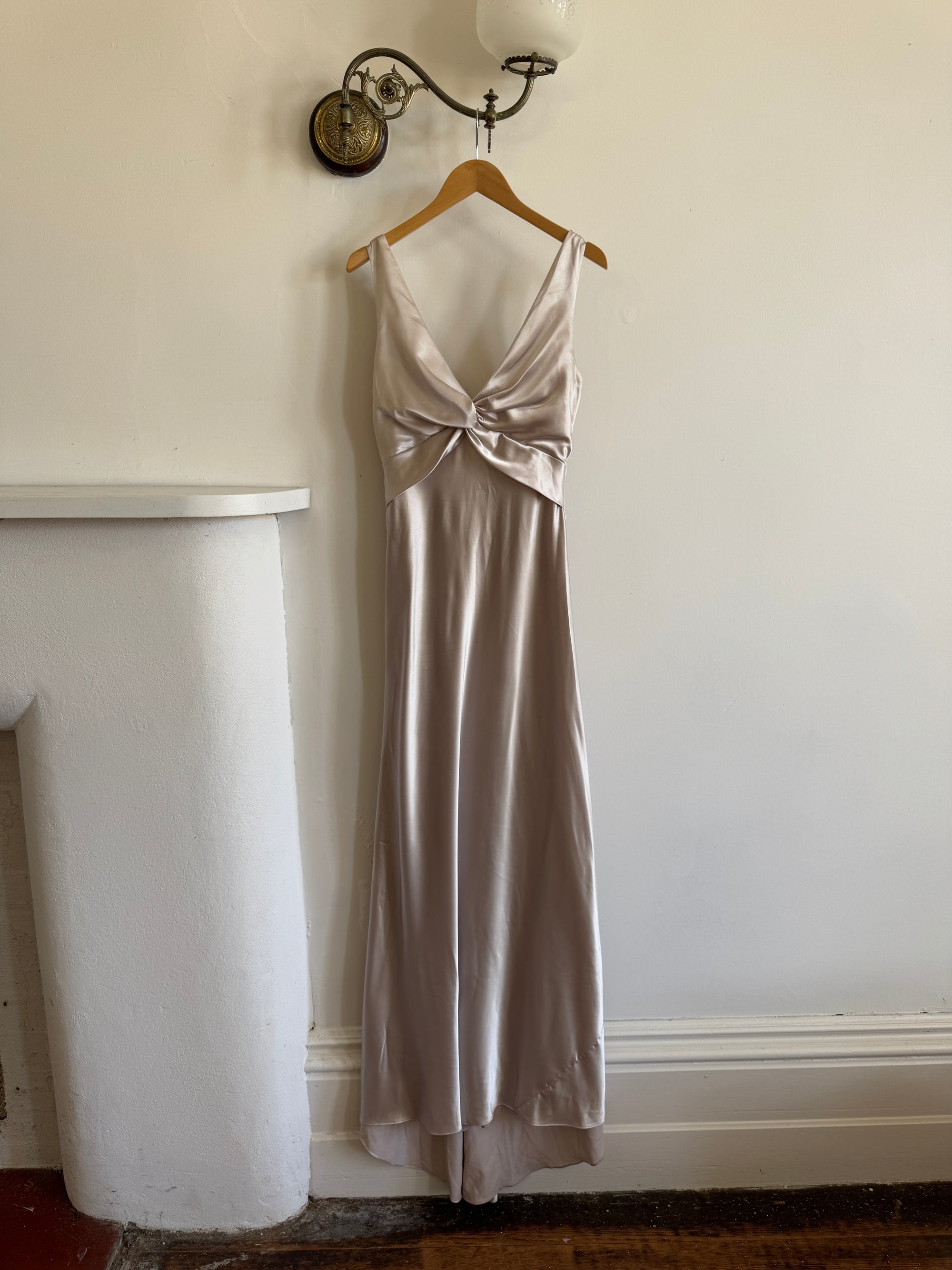 Vintage 90s Australian Made Backless Shell Satin Dress