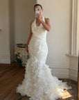 Vintage 90s Italian Plus Size Halter Ruffle Wedding Gown