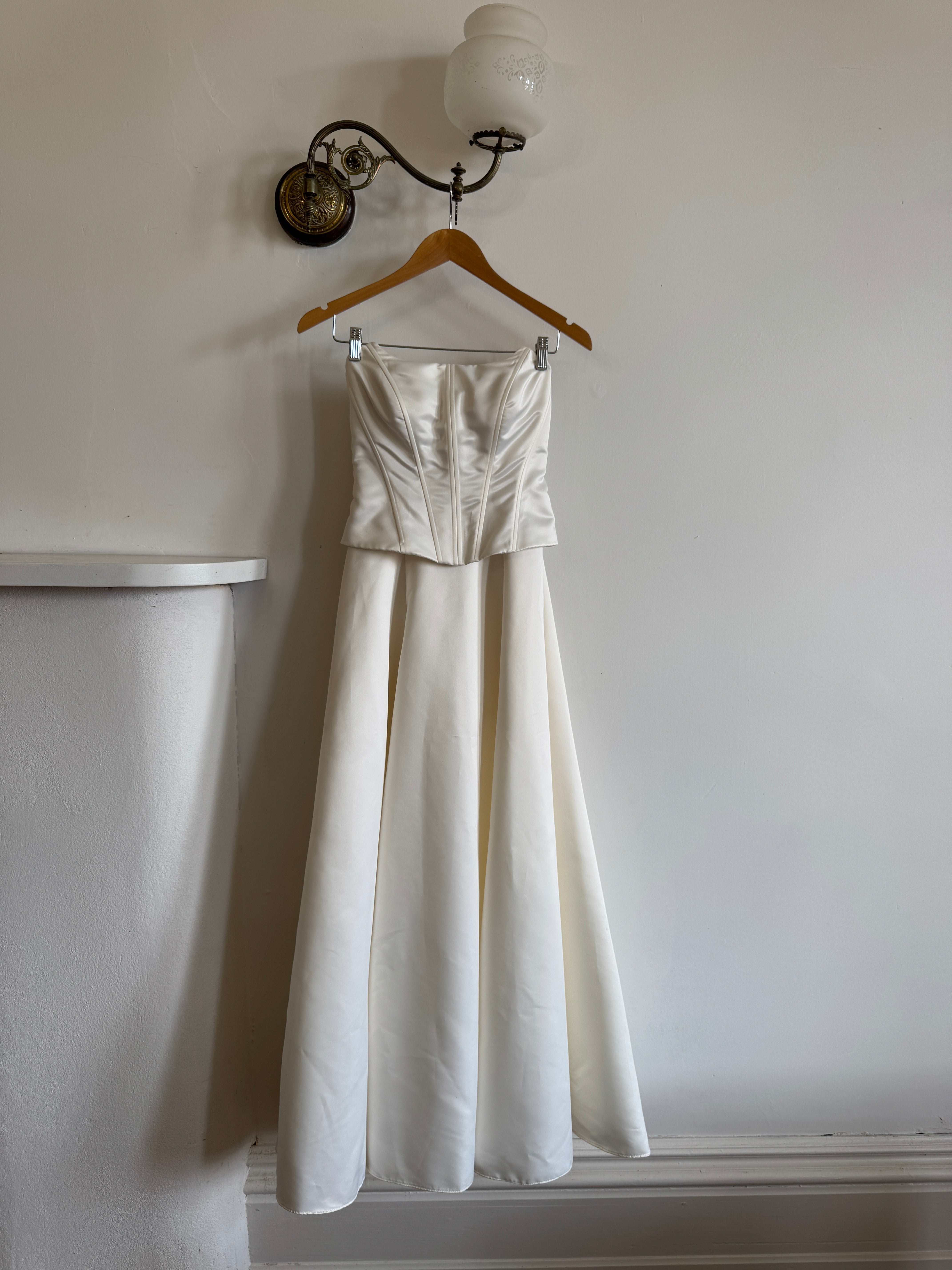 Vintage 90s Corseted Satin Lace Up Wedding Dress