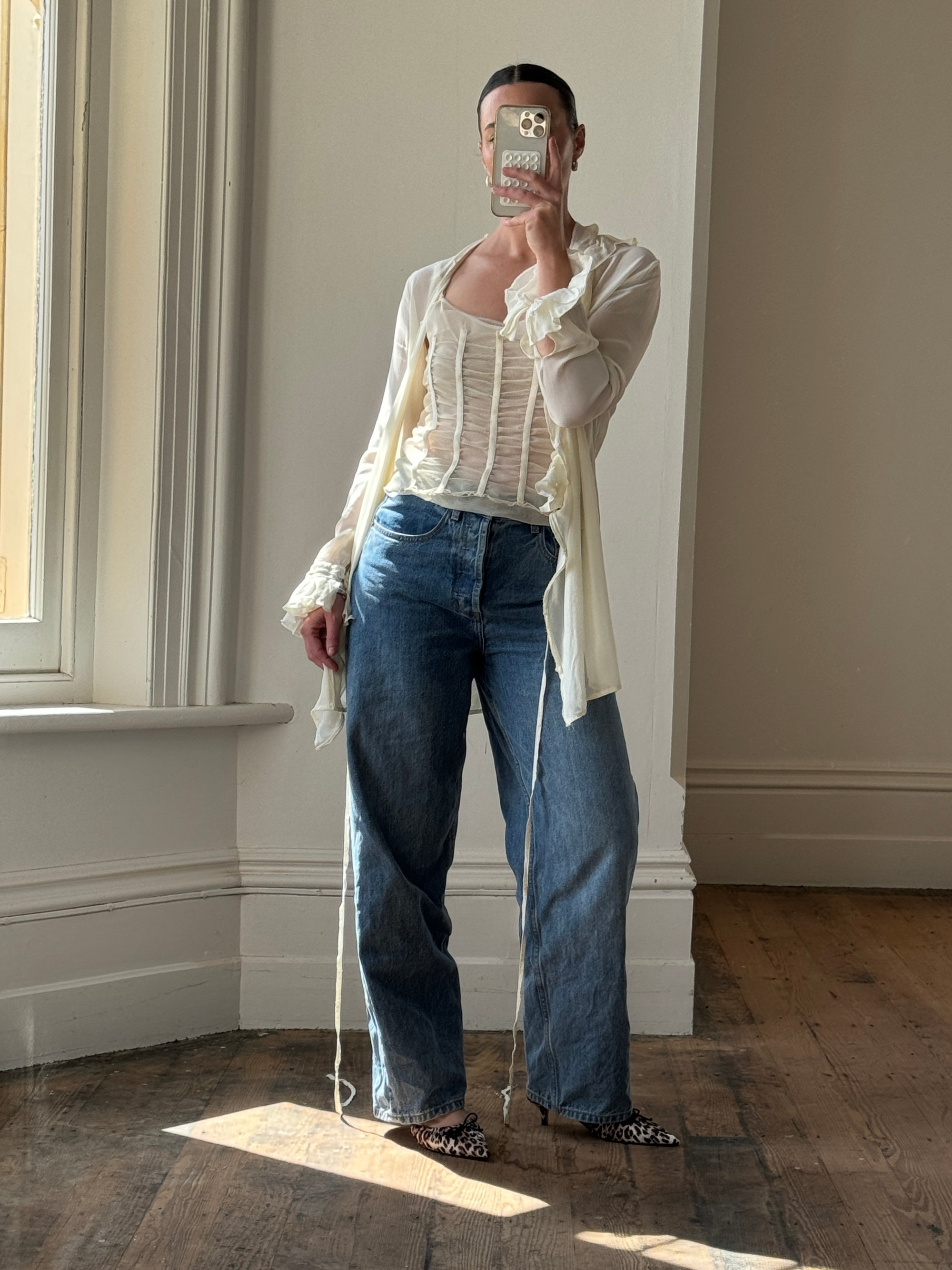 Vintage 90s Mesh Boned Camisole and Wrap Top Set