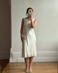 Vintage 90s Pearl Satin Bias Bridal Slip