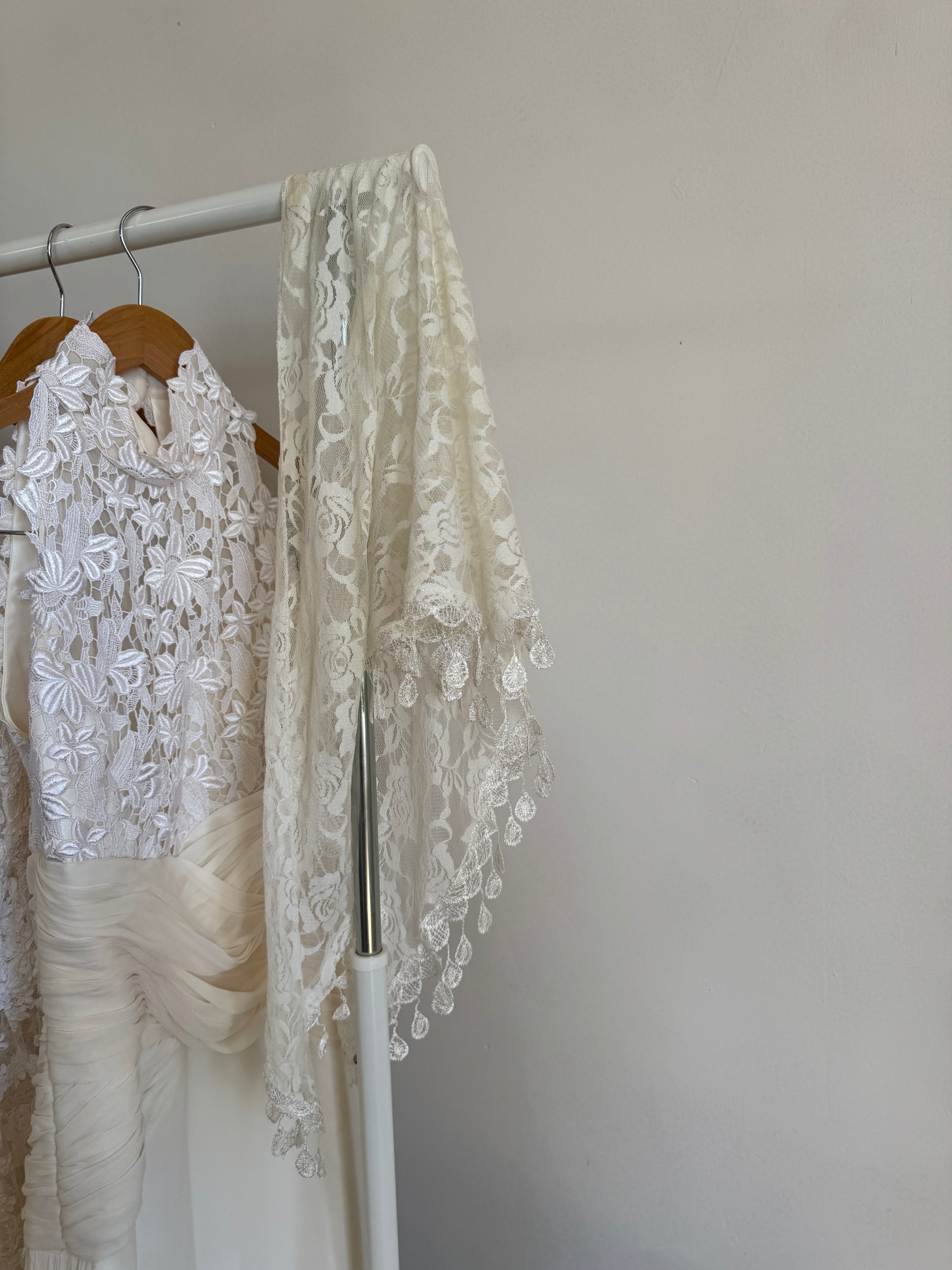 Vintage Lace Mantilla Veil with Tassels