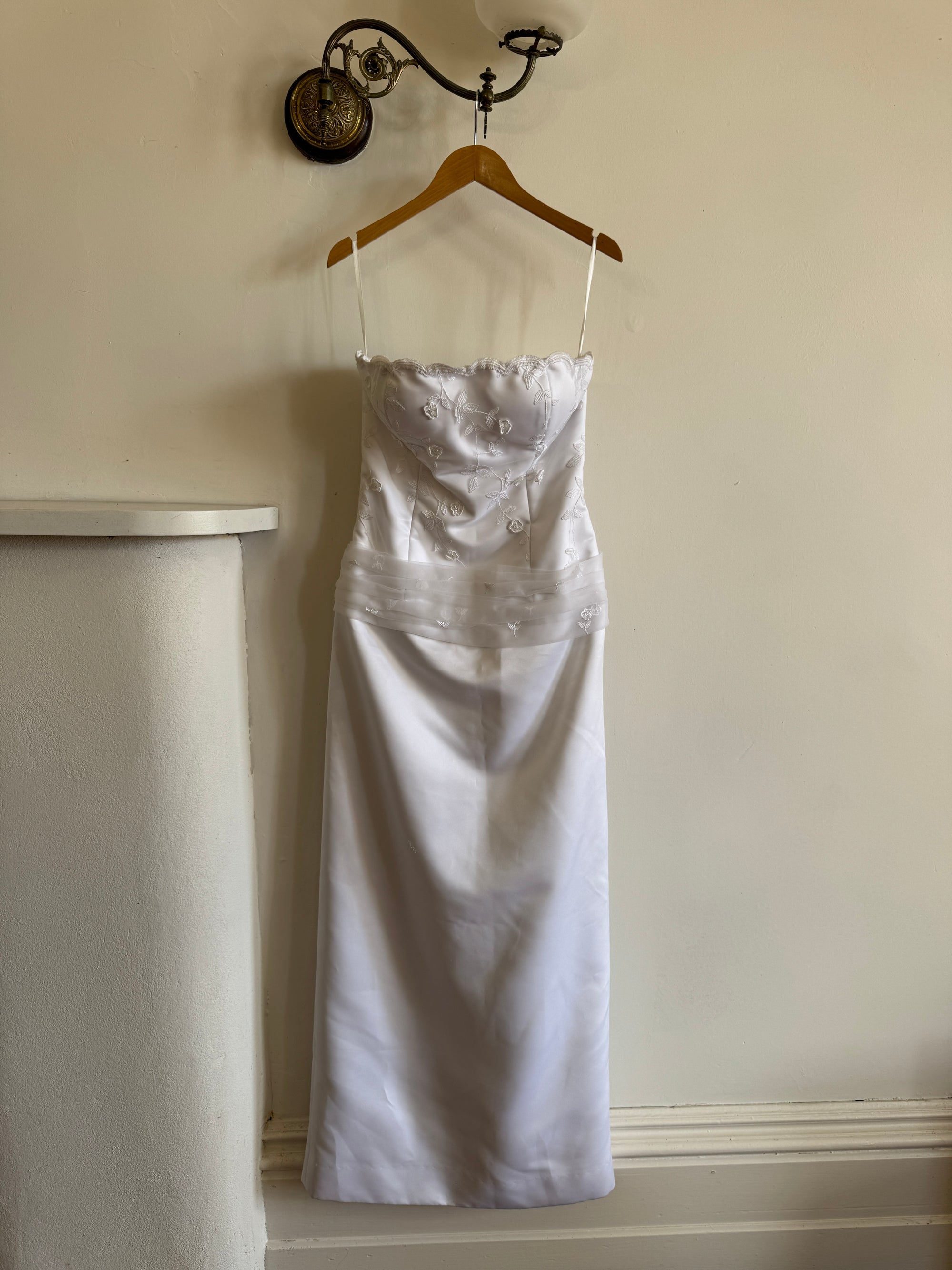 Vintage 90s Drop Waist Floral Wedding Dress