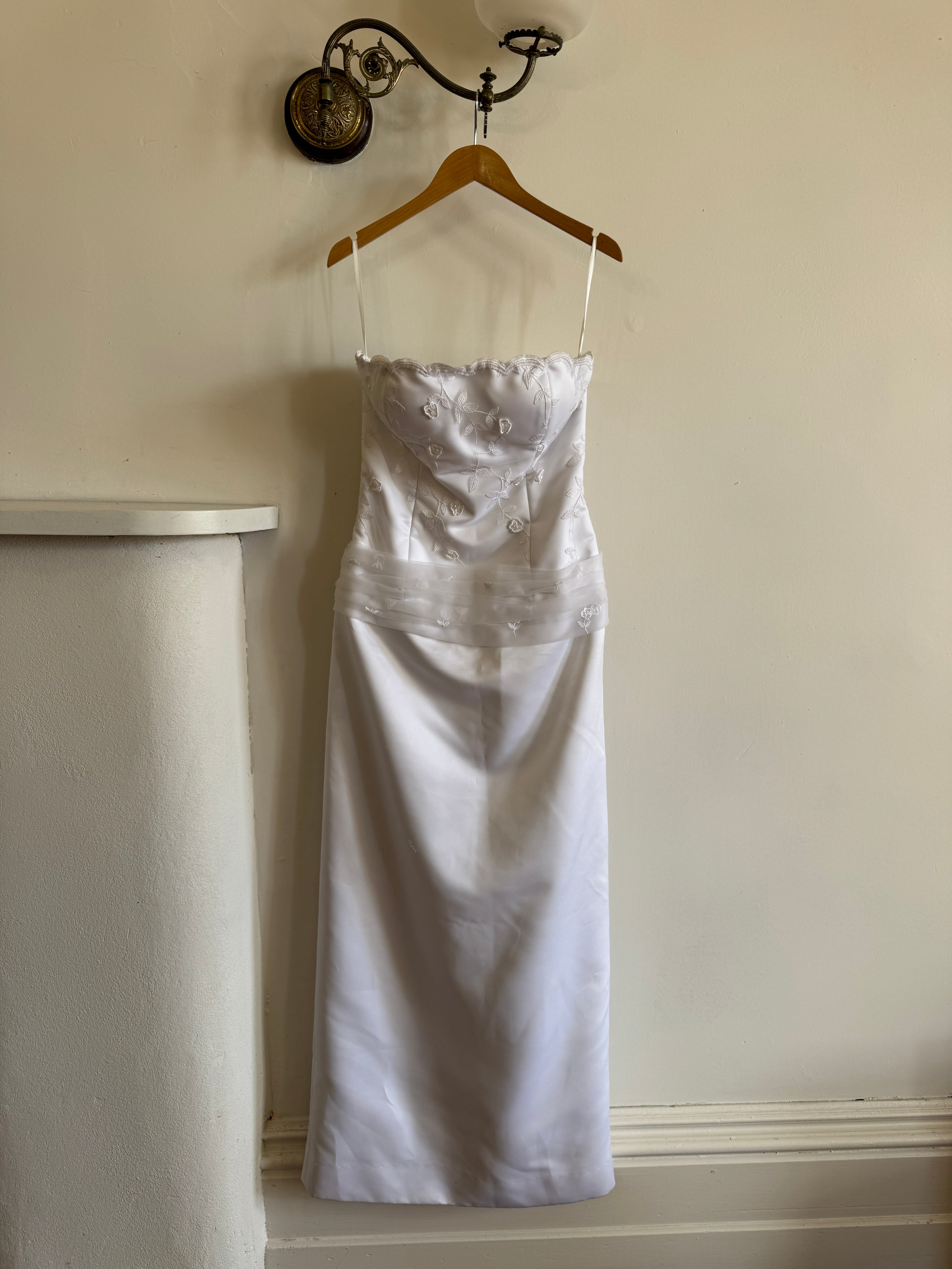 Vintage 90s Drop Waist Floral Wedding Dress
