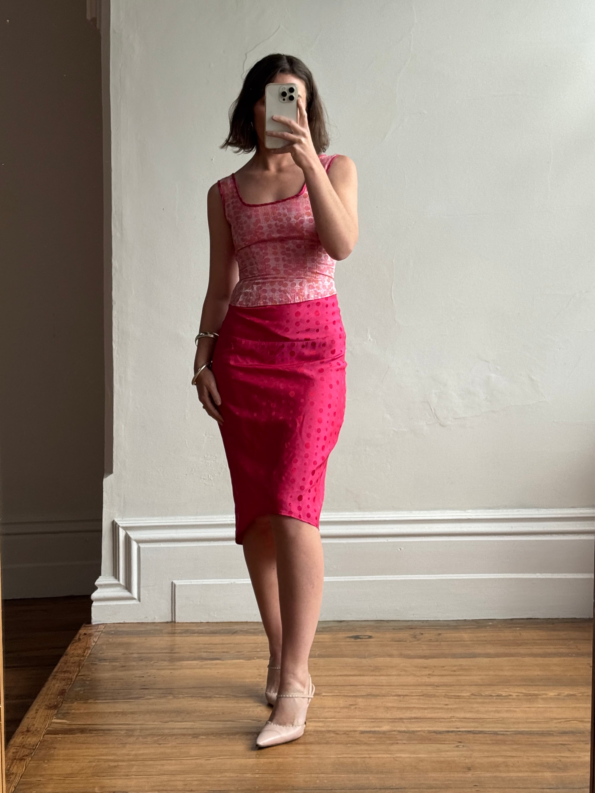 Vintage 90s 90s Skirt Pink Fabulous Pink Patchwork 90s Mini Skirt