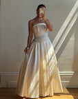 Vintage 90s Princess Brocade Champagne Wedding Gown