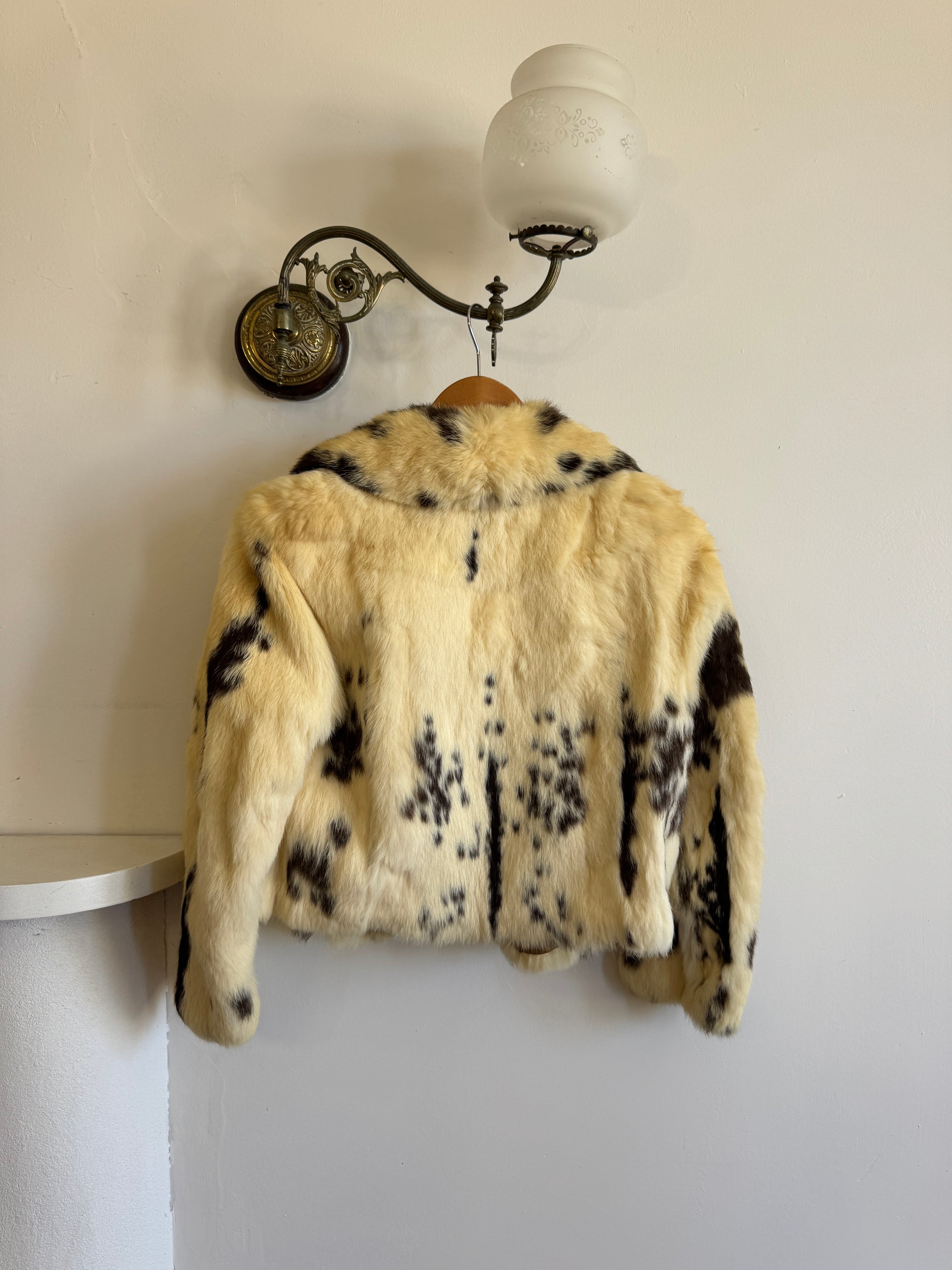 Vintage 70s Australian Made Spotted Rabbit Fur Jacket