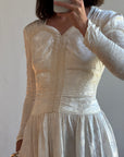 Vintage 40s Jacquard Long Sleeve Wedding  Dress
