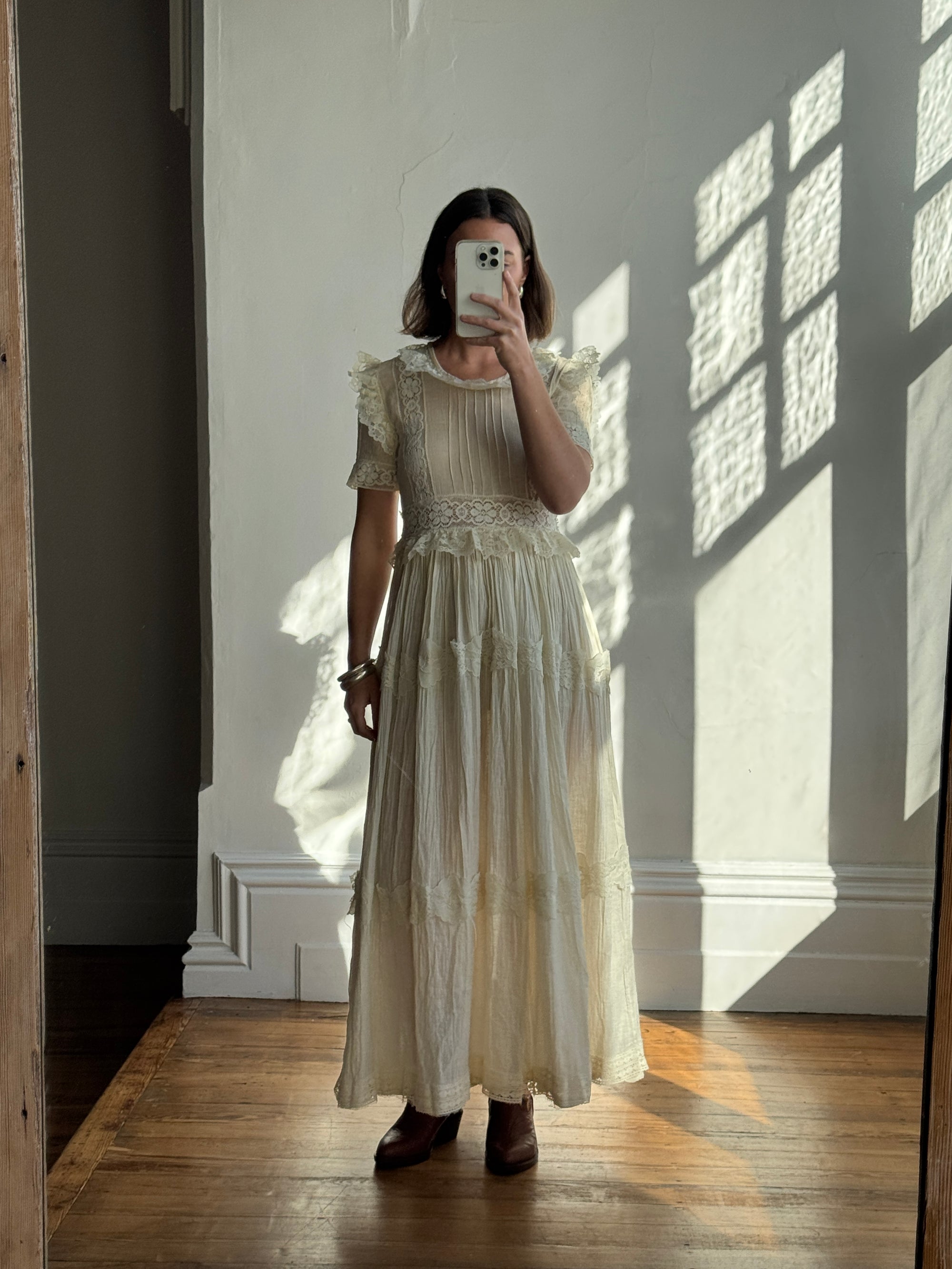 Vintage 70s Cheesecloth Prairie Sundress