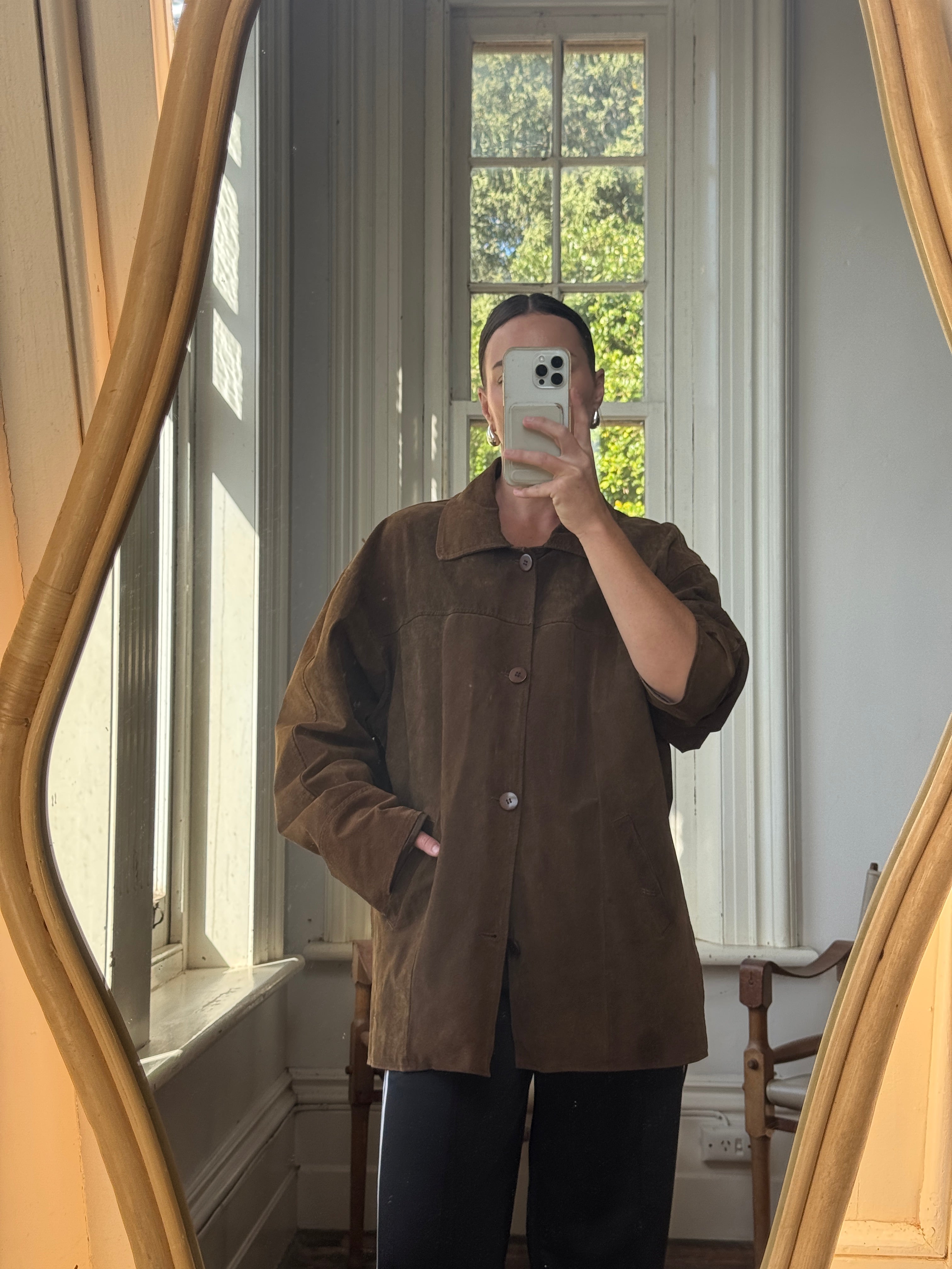 Vintage 90s Cognac Suede Barn Jacket