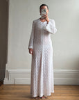 Vintage 60s Crochet Lace Long Sleeved Wedding Gown
