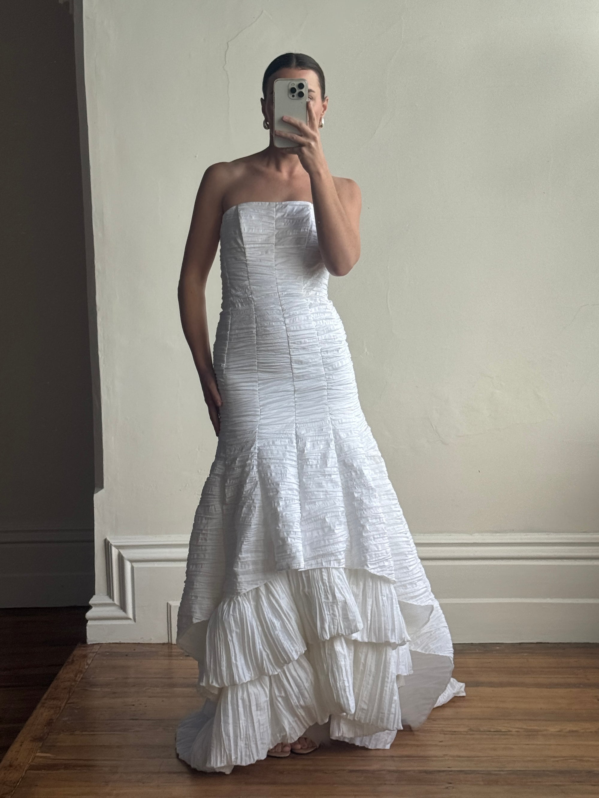 Vintage 90s Crinkle Mermaid Wedding Dress