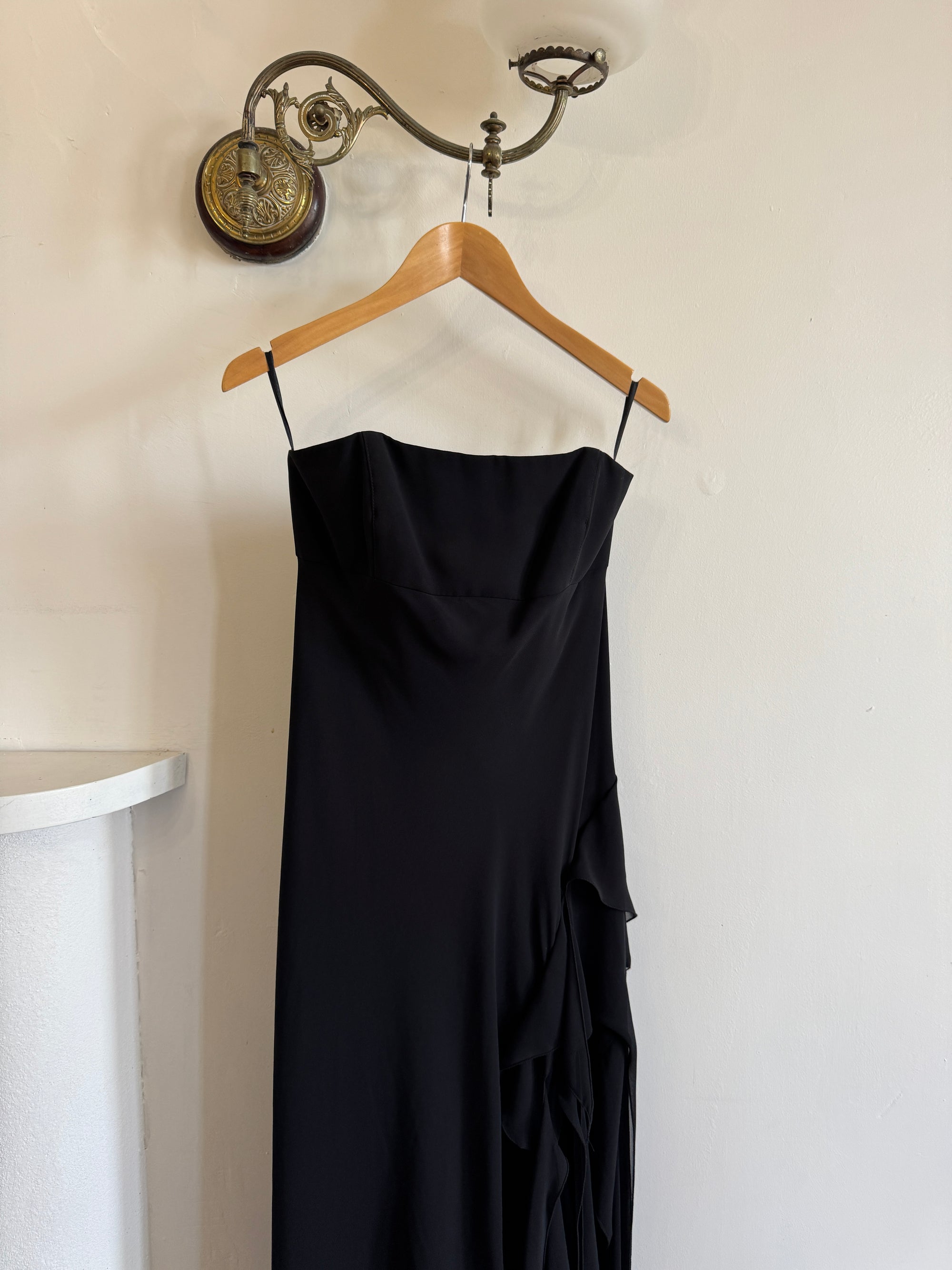 Vintage 90s Fairy Strapless Prom Dress Noir