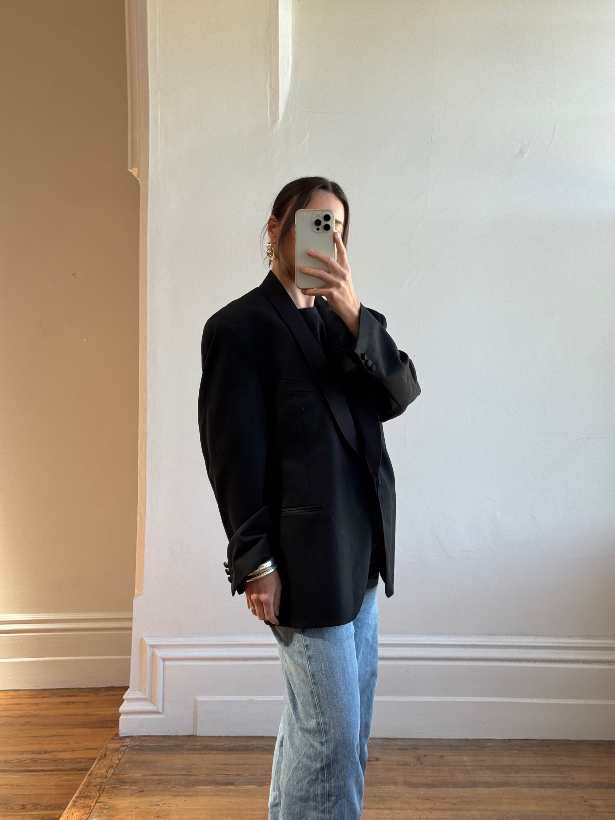 Vintage YSL Wool Tuxedo Jacket Noir