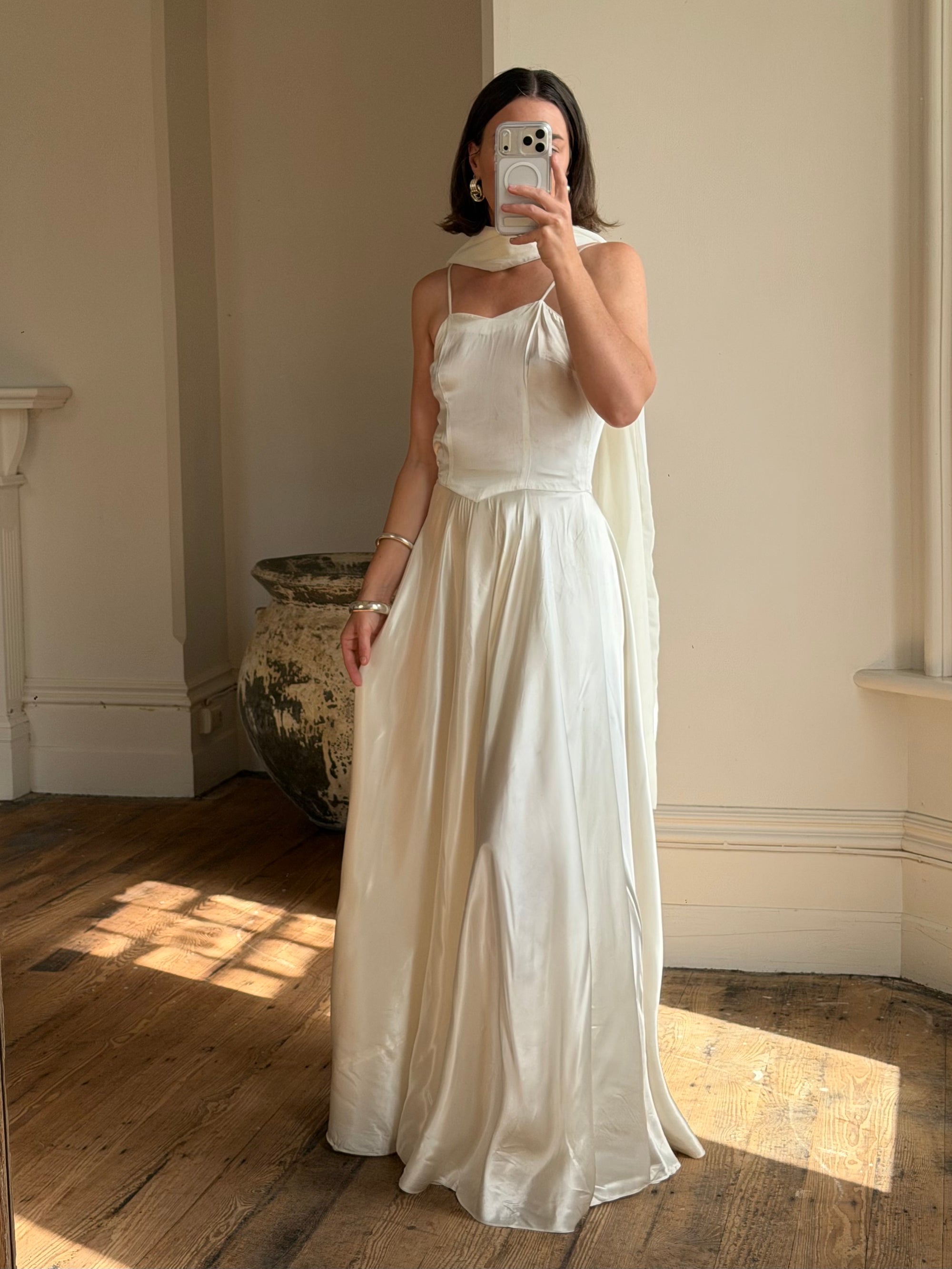Vintage 40s Liquid Satin Slip Wedding Dress