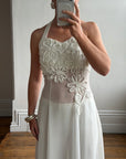 Vintage 90s Daisy Sheer Halter Midi Dress White