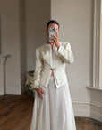 Vintage 90s Jacquard Rhinestone Jacket and Chiffon Bridal Skirt Set