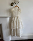Vintage 50s Sheer Brodiere Anglaise Tiered Wedding Dress
