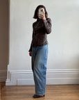 Vintage Y2K YSL Rive Gauche Leather Jacket Chocolate