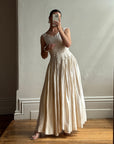 Vintage 90s Pure Silk Pleated Waist Wedding Dress