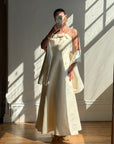 Vintage 90s Plus Size Satin Minimal Bow Wedding Dress and Sash