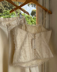 Vintage 90s Italian Bridal Fairy Tulle Embroidered Bustier and Satin Skirt