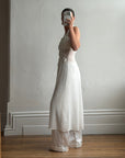 Vintage 90s Daisy Sheer Halter Midi Dress White