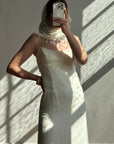 Vintage 90s Boho Lace Net Empire Wedding Dress