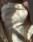 Vintage 90s Plus Size Satin Minimal Bow Wedding Dress and Sash