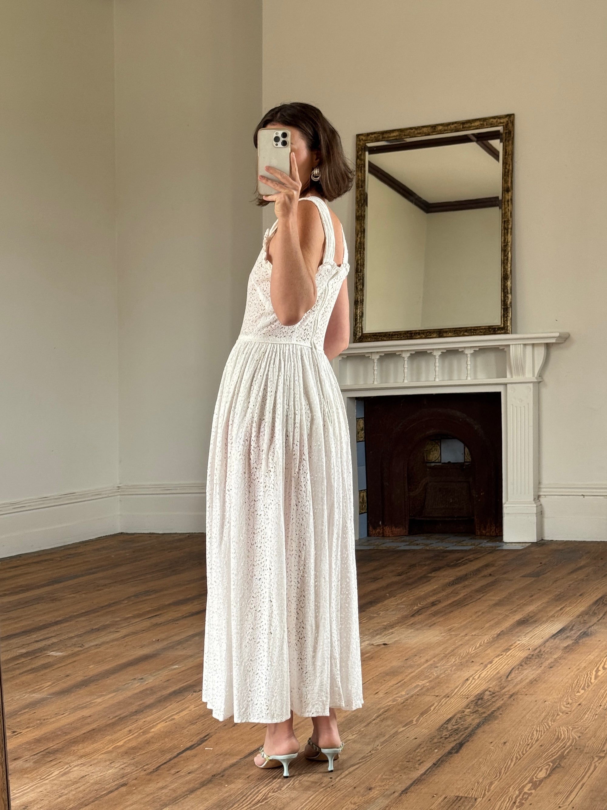Vintage 40s Cotton Lace Strappy Bridal Sundress
