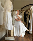 Vintage 40s Minimal Puff Sleeve Bias Wedding Dress