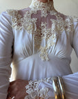 Vintage 60s Jersey and Lace Cape Wedding Dress