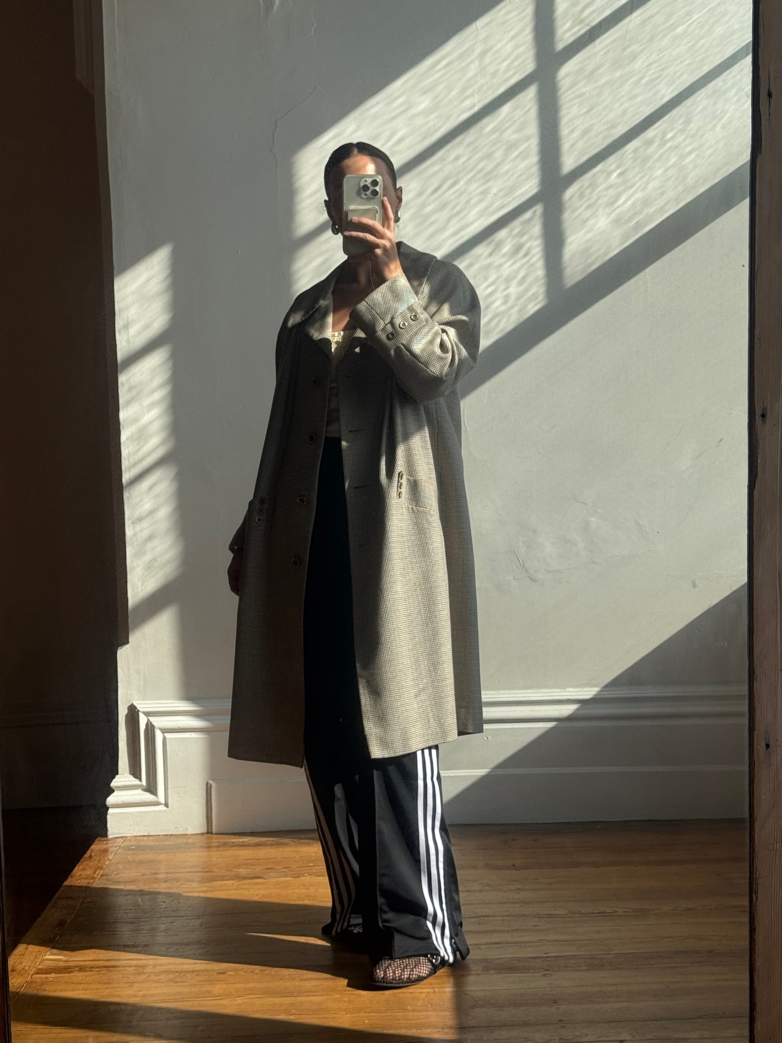 Vintage 60s Australian Made Herringbone Trench Latte