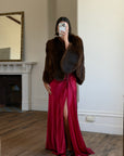 Vintage 60s Chocolate Brown Fur Scalloped Caplet