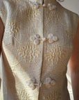 Vintage 60s Brocade Longline Qipao Cream