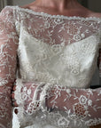Vintage 90s Italian Beaded Lace and Satin Wedding Gown