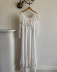 Vintage 70s Australian Made Off Lace Frill Wedding Gown