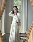 Vintage 40s Satin Minimalist Wedding Gown Creme